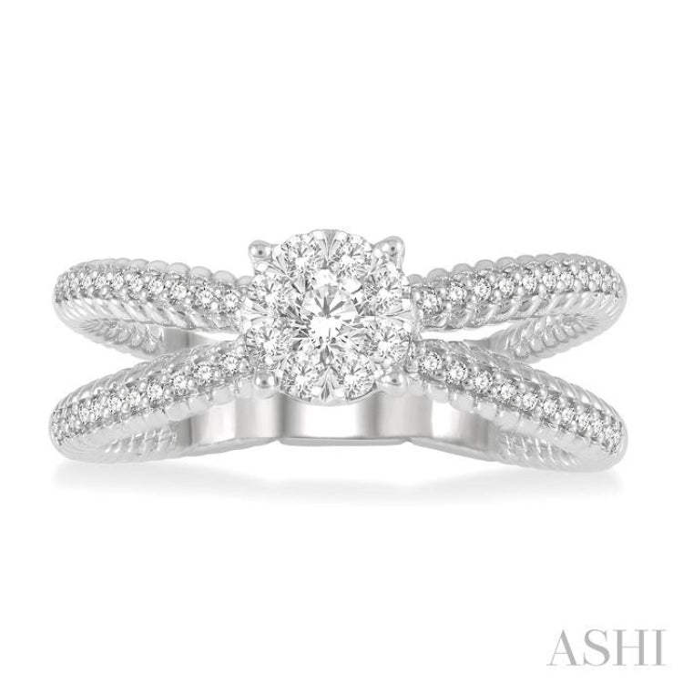 1/2 ctw Firefly Lovebright Round Cut Diamond Cluster Ring in 14K White Gold