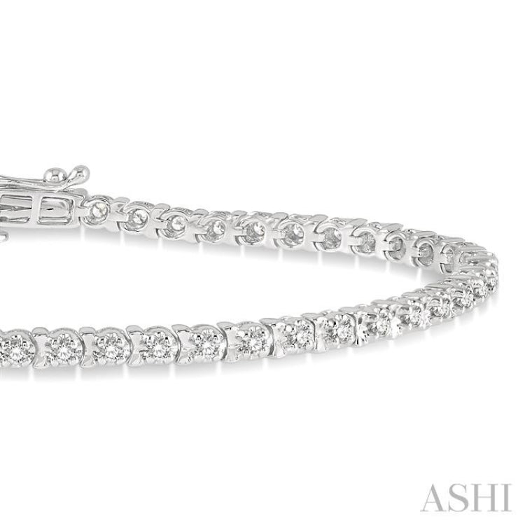 1.00 ctw Round Cut Diamond Tennis Tulip Bracelet in 14K White Gold