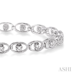 1/4 ctw Oval Shape Single Cut Diamond Link Bracelet in 10K White Gold