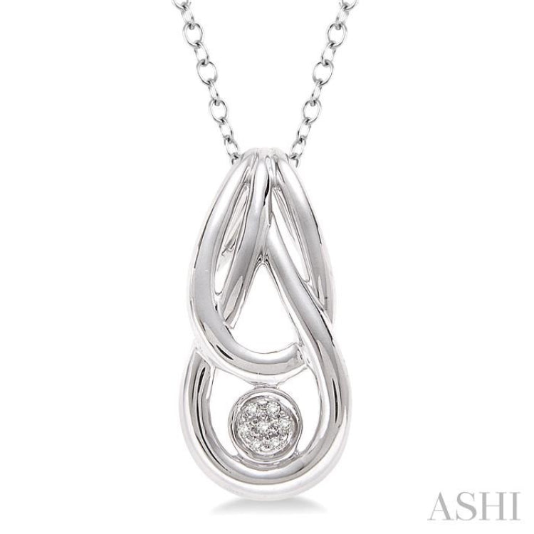1/50 Ctw Round Cut Diamond Fashion Pendant in Sterling Silver with Chain