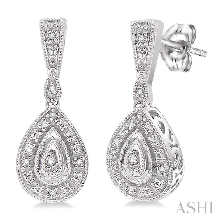 1/20 Ctw Pear Shape Round Cut Diamond Earrings in Sterling Silver