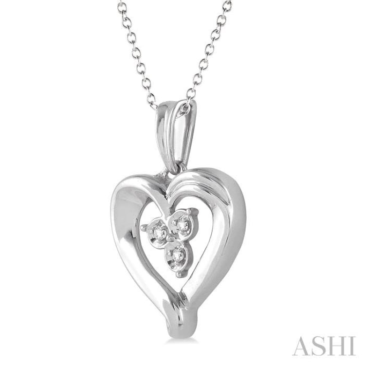 1/50 Ctw Round Cut Diamond Heart Pendant in Sterling Silver with Chain