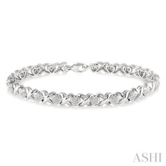 1/10 Ctw 'X' and Heart Shape Round Cut Diamond Bracelet in Sterling Silver