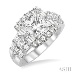 1 1/6 ctw Diamond Semi-mount Engagement Ring in 14K White Gold