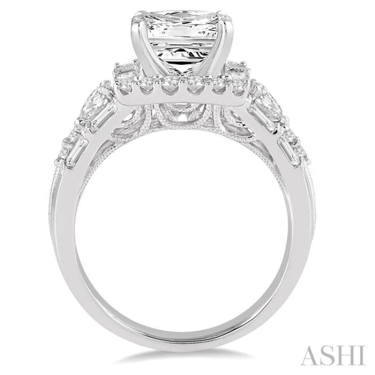 1 1/6 ctw Diamond Semi-mount Engagement Ring in 14K White Gold