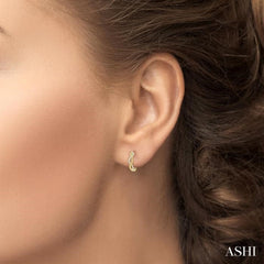 1/10 Ctw Split & Twisted Rope and Round Cut Diamond Huggie Petite Earrings in 10K Yellow Gold