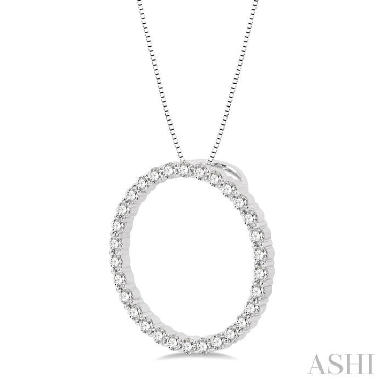 1.00 ctw Round Cut Diamond Circle of Love Pendant with Chain in 14K White Gold