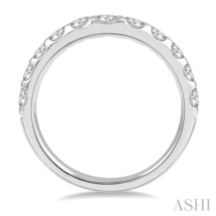 1.00 ctw Arched Center Round Cut Diamond Wedding Band in 14K White Gold