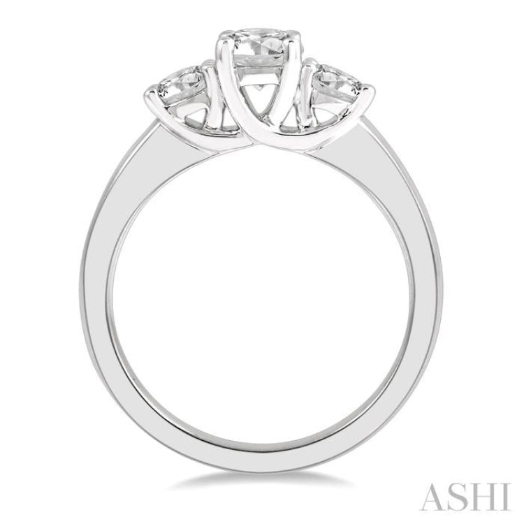 3/4 Ctw Round Cut Diamond Three-Stone Ring in 14K White Gold