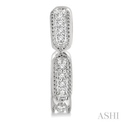 1/10 Ctw Lattice Long Hexagonal Pod Round Cut Diamond Huggie Earrings in 10K White Gold