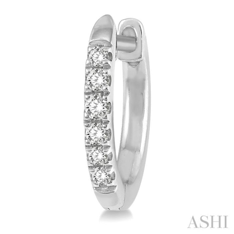 1/8 Ctw Round Cut Diamond Huggie Earrings in 10K White Gold