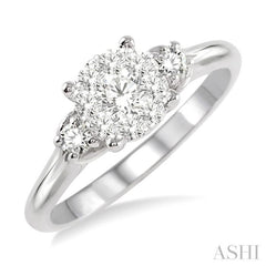 1/2 Ctw Lovebright Round Cut Diamond Engagement Ring in 14K White Gold