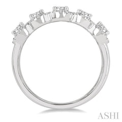 1.00 ctw Circular Shape 5 Stone Round Cut Diamond Halo Wedding Band in 14K White Gold