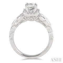 5/8 Ctw Diamond Engagement Ring with 3/8 Ct Princess Cut Center Stone in 14K White Gold