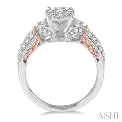 3/4 Ctw Round Diamond Lovebright Ring in 14K White and Rose Gold