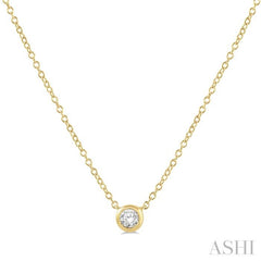 1/10 ctw Bezel Round Cut Diamond Petite Fashion Pendant With Chain in 10K Yellow Gold