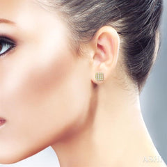 1/8 Ctw Cushion Shape Round Cut Diamond Petite Fashion Earrings in 10K Yellow Gold