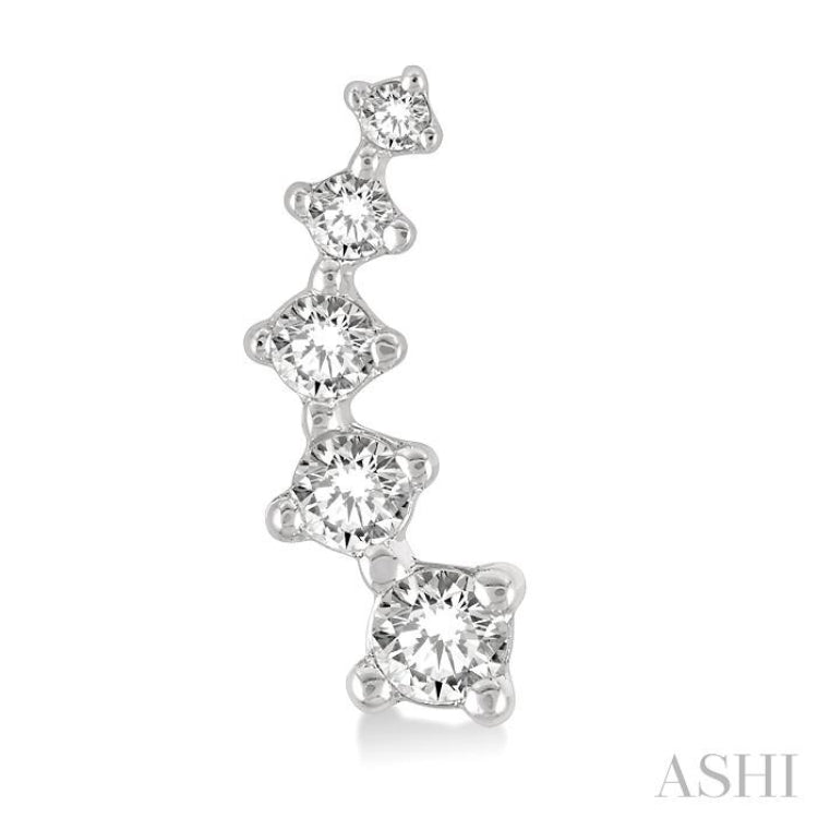 1/10 ctw Round Cut Diamond Petite Fashion Climbers in 10K White Gold