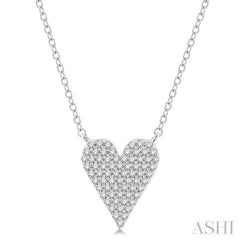 1/4 ctw Heart Charm Round Cut Diamond Fashion Necklace in 10K White Gold