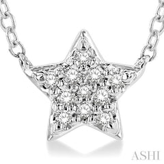 1/10 ctw Star Round Cut Diamond Petite Fashion Pendant With Chain in 10K White Gold