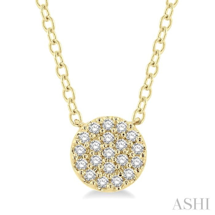 1/8 ctw Disc Shape Round Cut Diamond Petite Fashion Pendant With Chain in 10K Yellow Gold