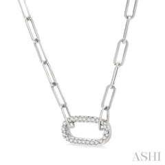 1/4 ctw Paper Clip Round Cut Diamond Necklace in 14K White Gold