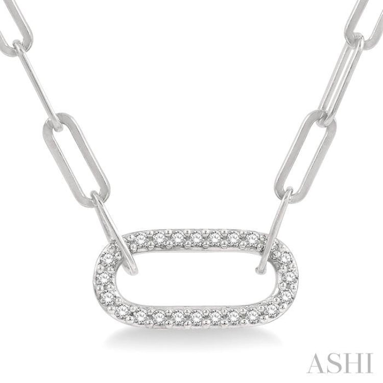 1/4 ctw Paper Clip Round Cut Diamond Necklace in 14K White Gold