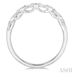 1/10 ctw Marquise Shape Lattice Round Cut Diamond Wedding Band in 14K White Gold