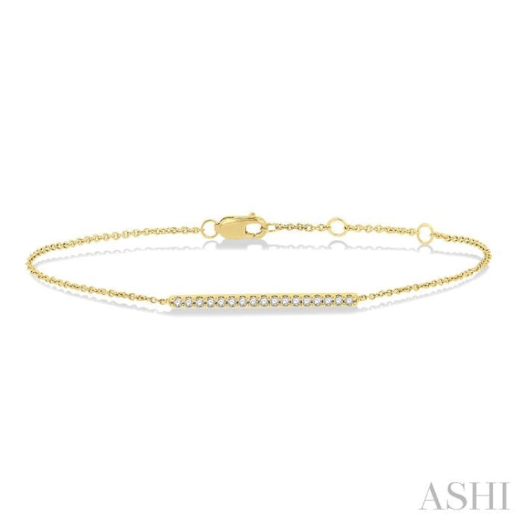 1/6 ctw Round Cut Diamond Petite Bar Bracelet in 10K Yellow Gold