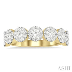 1.00 ctw Jointed Circular Mount Lovebright Diamond Cluster Ring in 14K Yellow and White Gold