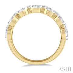 1.00 ctw Jointed Circular Mount Lovebright Diamond Cluster Ring in 14K Yellow and White Gold