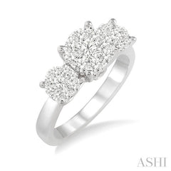 3/4 Ctw Lovebright Round Cut Diamond Ring in 14K White Gold