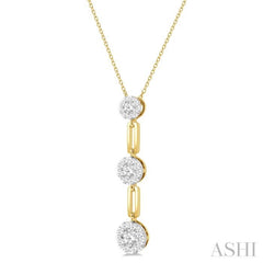 1/2 ctw Lovebright Round Cut Diamond Paper Clip Link Pendant With Chain in 14K Yellow and White Gold