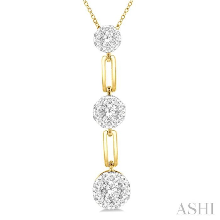 1/2 ctw Lovebright Round Cut Diamond Paper Clip Link Pendant With Chain in 14K Yellow and White Gold