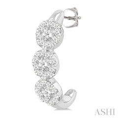 7/8 Ctw Lovebright Round Cut Diamond Half Hoop Earrings in 14K White Gold