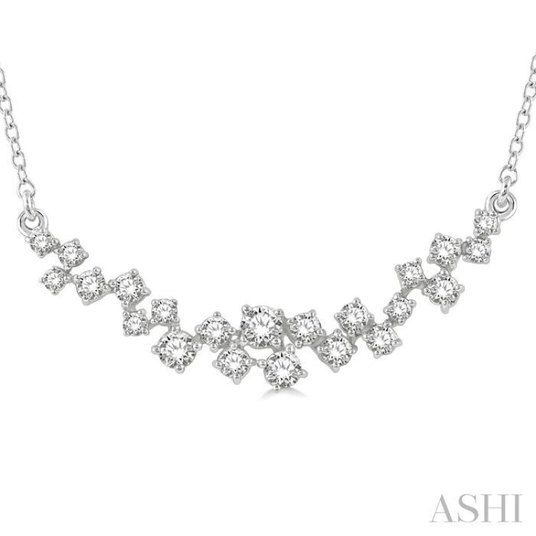 1/2 Ctw Round Cut Diamond Scatter Necklace in 14K White Gold