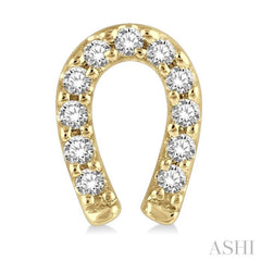 1/10 ctw Horseshoe Charm Round Cut Diamond Petite Earring in 10K Yellow Gold