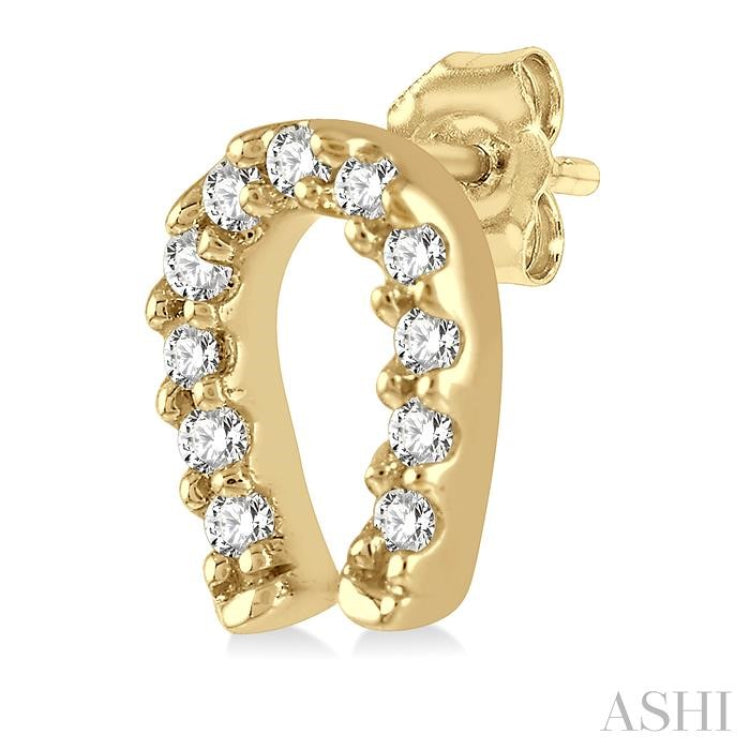 1/10 ctw Horseshoe Charm Round Cut Diamond Petite Earring in 10K Yellow Gold