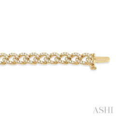 1 1/2 ctw Round Cut Diamond Curb & Cuban Bracelet in 14K Yellow Gold