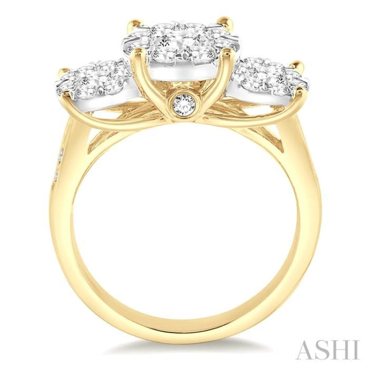 2 Ctw Lovebright Round Cut Diamond Ring in 14K Yellow and White Gold