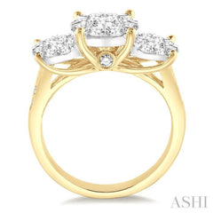 2 Ctw Lovebright Round Cut Diamond Ring in 14K Yellow and White Gold