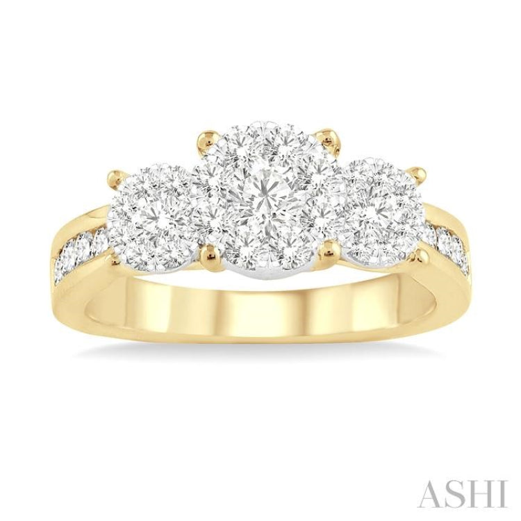 3/4 Ctw Lovebright Round Cut Diamond Ring in 14K Yellow and White Gold