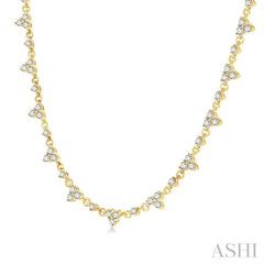 2 Ctw Trio Round Cut Diamond Necklace in 14K Yellow Gold