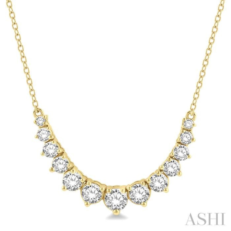 1.00 ctw Graduated Diamond Smile Necklace in 14K Yellow Gold