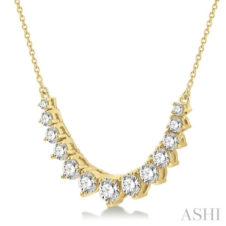 1.00 ctw Graduated Diamond Smile Necklace in 14K Yellow Gold