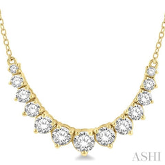 1.00 ctw Graduated Diamond Smile Necklace in 14K Yellow Gold