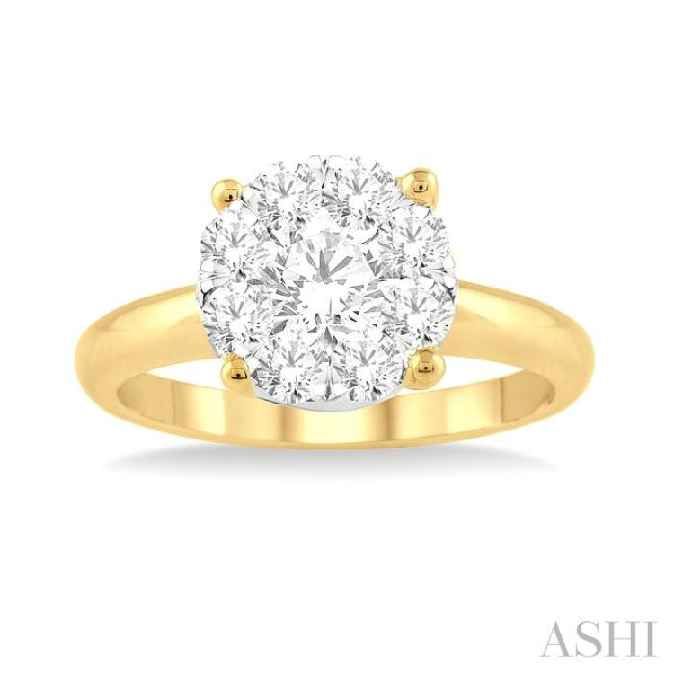 3/4 Ctw Lovebright Round Cut Diamond Ring in 14K Yellow and White Gold