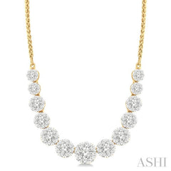 2 Ctw Round Cut Diamond Lovebright Necklace in 14K Yellow and White Gold