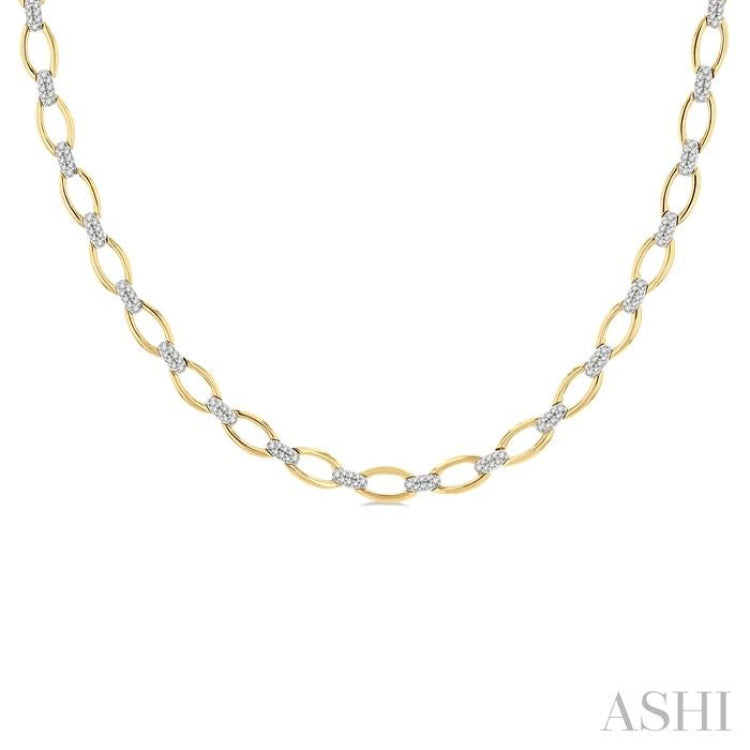 1 Ctw Round Cut Diamond Open Link Necklace in 14K Yellow Gold