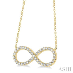 3/4 Ctw Round Cut Diamond Infinity Necklace in 14K Yellow Gold